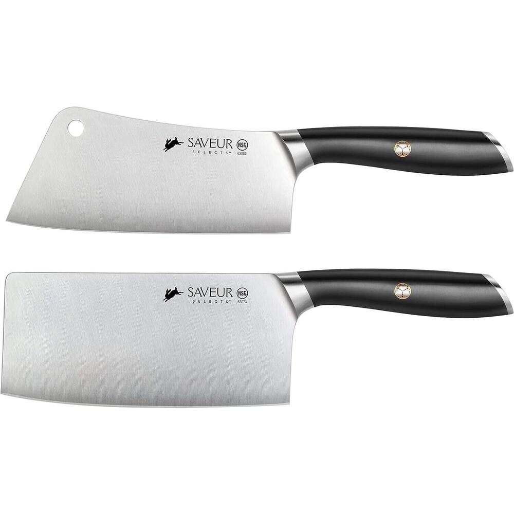 SAVEUR SELECTS 1026290 German Steel Forged 2-Piece Cleaver Set